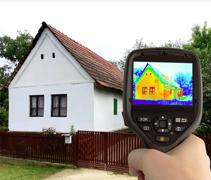 a thermal camera looking at a house